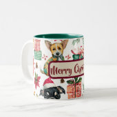 Holiday Watercolor Puppies Pattern Coffee Mug (Devant gauche)