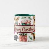 Holiday Watercolor Puppies Pattern Coffee Mug (Centre)
