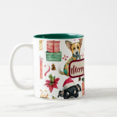 Holiday Watercolor Puppies Pattern Coffee Mug (Gauche)