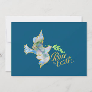 Holiday Waterverf Dove Gold Peace on Earth Feestdagenkaart