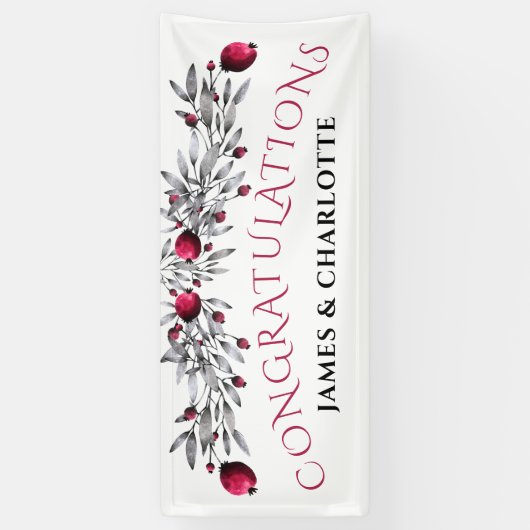 Holiday Waterverf Holly Blossom Weddenschap Spandoek (Verticaal)