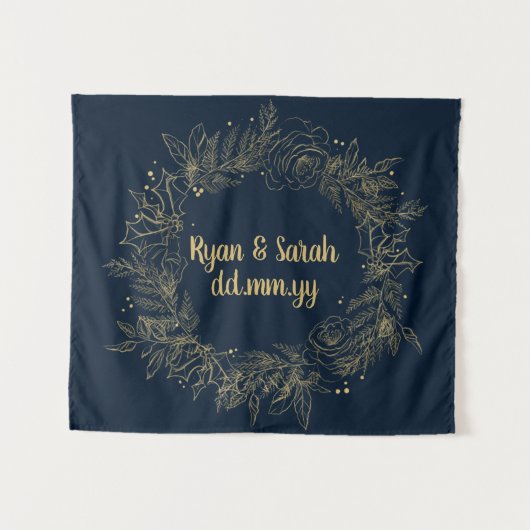 Holiday Wedding Backdrop, decemberbruiloft Wandkleed (Voorkant (horizontaal))