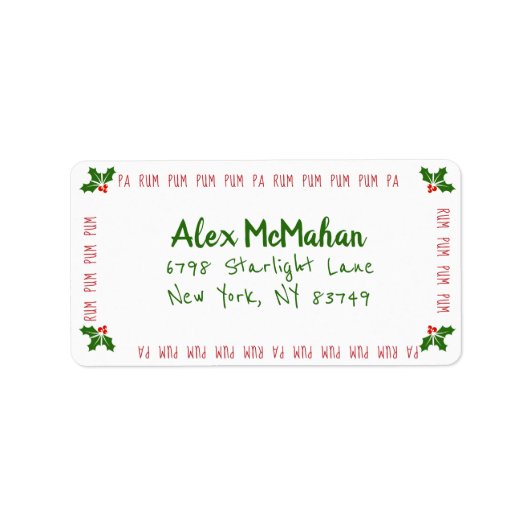 Holiday Whimsical Drummer Boy Adres Label (Voorkant)