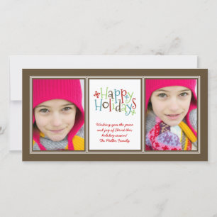 Holiday Whimsy Foto Duo Kerstmis Wenskaart Feestdagenkaart