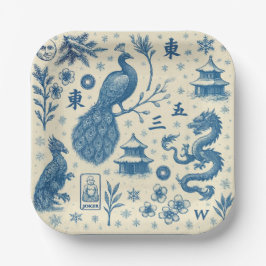Holiday Winter Scene Mahjong Plates Papieren Bordje