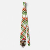 Holiday Wirehaired Pointer Dog Plaid Christmas Stropdas (Voorkant)