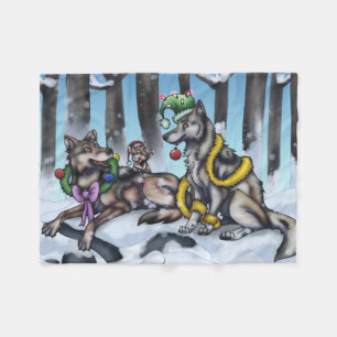 Holiday Wolves Fleece Deken