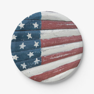 Holiday Wooden American Flag Papieren Bordje