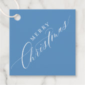 HOLIDAY WRAPPING Merry Kerstelegant blauw Bedankjes Labels (Voorkant)