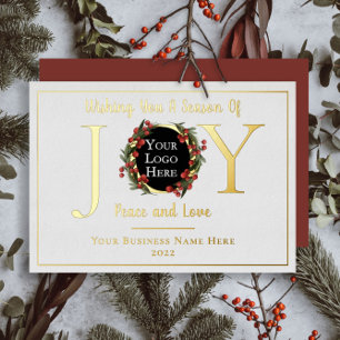 Holiday Wreate Joy Peace and Love Business Logo Folie Feestdagenkaart