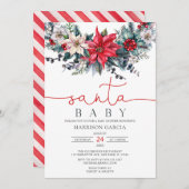 Holiday Wreated Santa Baby Kerstmis Baby shower Kaart (Voorkant / Achterkant)