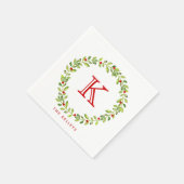 Holiday Wreater Initiaal Monogram, Rood Servetten (Hoek)