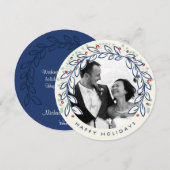 Holiday Wreatfoto Card Feestdagenkaart (Voorkant / Achterkant)