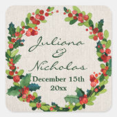 Holiday Wreath Poinsettia Kerst stickers (Voorkant)
