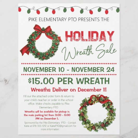 Holiday Wreath Sale Fundraiser Flyer (Voorkant)