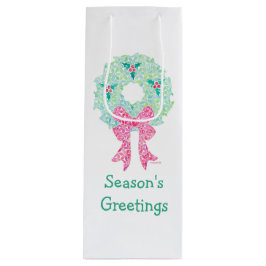 Holiday Wreatine Bag Wijn Cadeautas