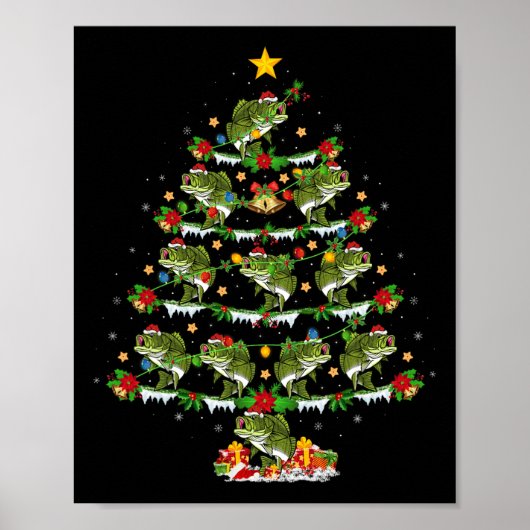 Holiday Xmas Lighting Santa B Fish Christmas Tree  Poster (Voorkant)