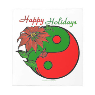 Holiday Yin Yang Poinsettia Green Red Notitieblok