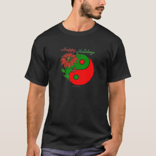 Holiday Yin Yang Poinsettia Green Red T-shirt