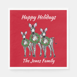 Holiday Zebras, feestelijke kerstboomschild Servet