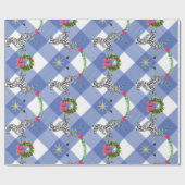 Holiday Zebras op Blue Pset Cadeaupapier (Vlak)