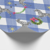Holiday Zebras op Blue Pset Cadeaupapier (Hoek)