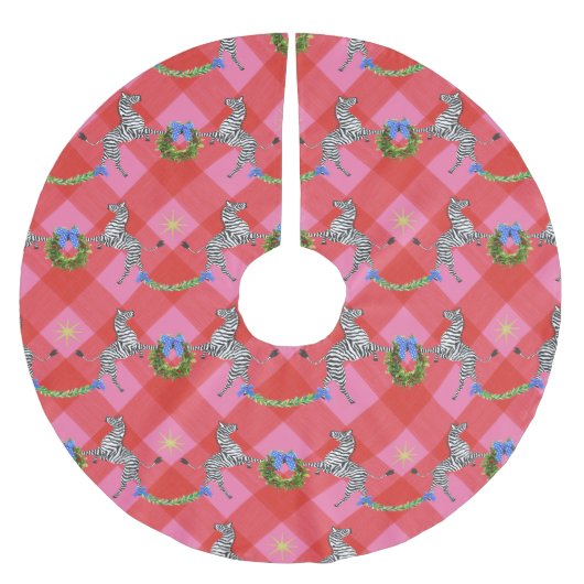 Holiday Zebras Pink Pset Kerstboom Rok (Voorkant)