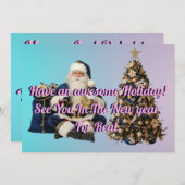 Holidays greeting with Tree And Santa claus Feestdagenkaart (Voorkant / Achterkant)