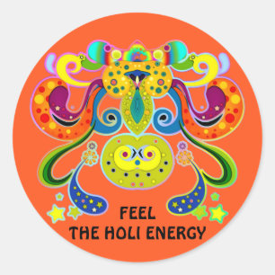 holiES - abstracte vrolijke heilige Koe + uw ideeë Ronde Sticker