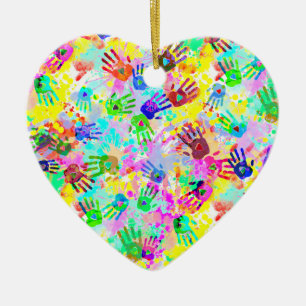 holiES - handen spatten gekleurd grijppatroon 2 Keramisch Ornament