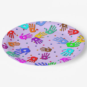 holiES - handen stippen gekleurd patroon 1 Papieren Bordje