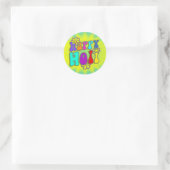 holiES - HAPPY HOLI gekleurde omtrek bloemen 1 Ronde Sticker (Tas)