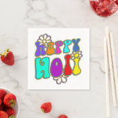 holiES - HAPPY HOLI gekleurde omtrek bloemen 1 Servetten (Insitu)