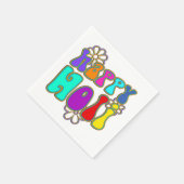 holiES - HAPPY HOLI gekleurde omtrek bloemen 1 Servetten (Hoek)