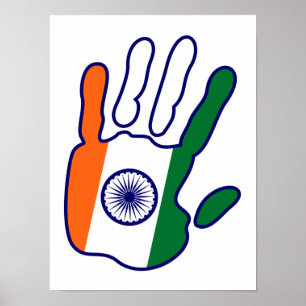 holiES - India Flag Hand - wees een fan Poster