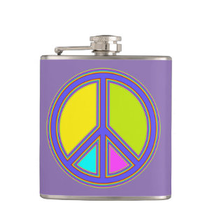 holiES - kleurrijk PEACE-teken + uw ideeën Heupfles