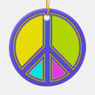 holiES - kleurrijk PEACE-teken + uw ideeën Keramisch Ornament
