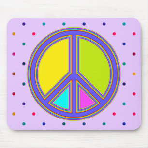 holiES - kleurrijk PEACE-teken + uw ideeën Muismat