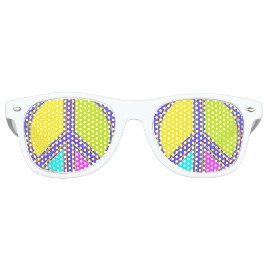 holiES - kleurrijk PEACE-teken + uw ideeën Retro Zonnebril (Voorkant)