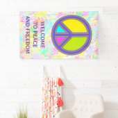 holiES - kleurrijk PEACE-teken + uw ideeën Spandoek (Insitu)