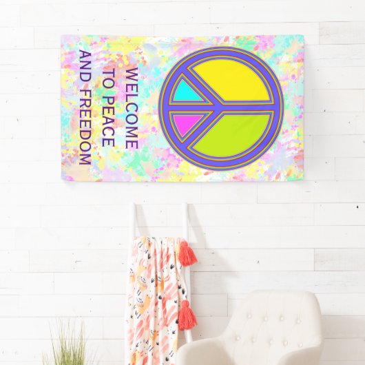 holiES - kleurrijk PEACE-teken + uw ideeën Spandoek (Insitu)