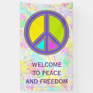 holiES - kleurrijk PEACE-teken + uw ideeën Spandoek