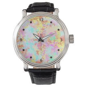 holiES - Splashes naadloos patroonpastel 1 Horloge