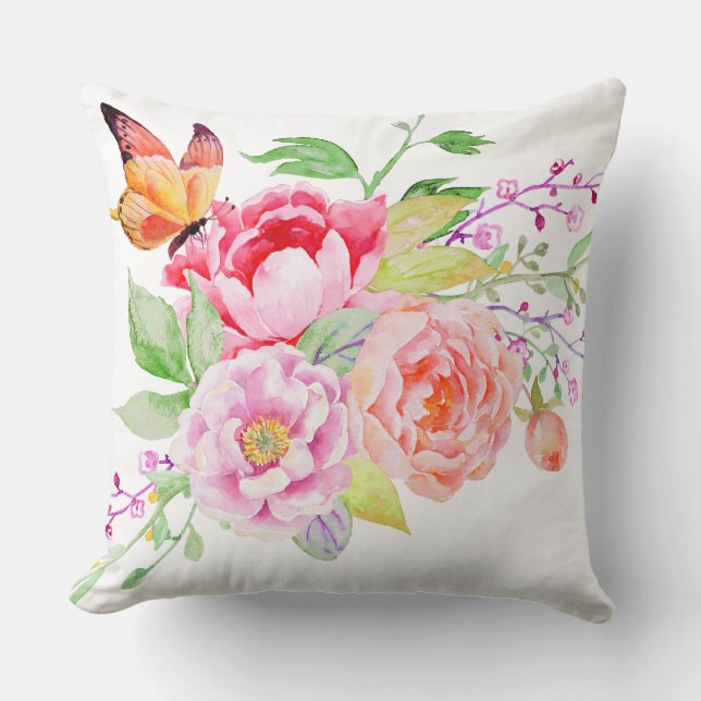 holiES - Waterverf Spring Flowers Bouquet 2 Kussen (Voorkant)