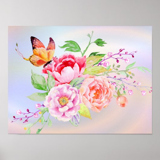 holiES - Waterverf Spring Flowers Bouquet 2 Poster (Voorkant)