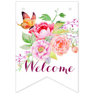 holiES - Waterverf Spring Flowers Bouquet 2 Vlaggetjes