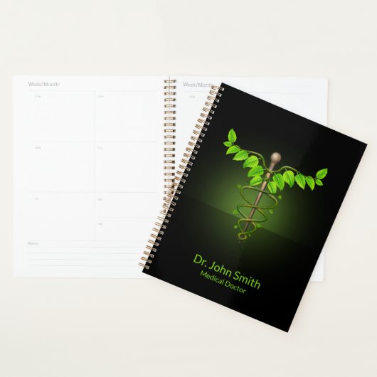 Holistic Alternative Caduceus Green leveert Medica Planner (Display)