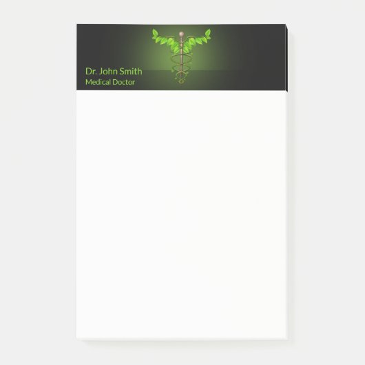 Holistic Alternative Medical Caduceus Green Leaves Post-it® Notes (Voorkant)