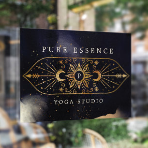 Holistic Celestial Sun & Moon Dark Ink Monogram Raamsticker