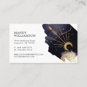 Holistic Celestial Sun & Moon Dark Ink Monogram Visitekaartje (Achterkant)